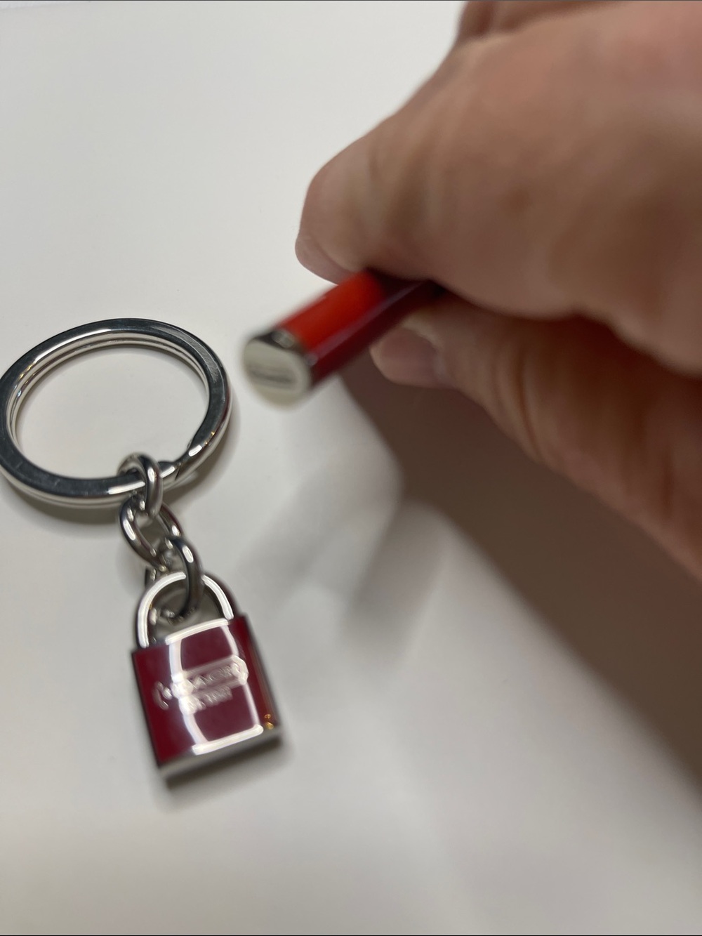 COACH Red Padlock Keychain and Coach Pen - Picture 4 of 8